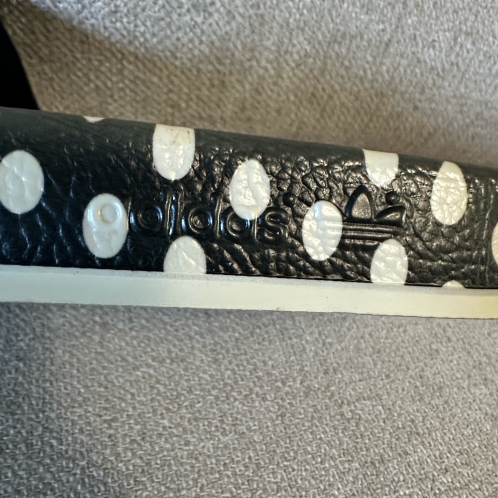 Adidas Adilette Tropical Black and White Polka Dot Slide Sandals FARM Collab - Picture 8 of 8